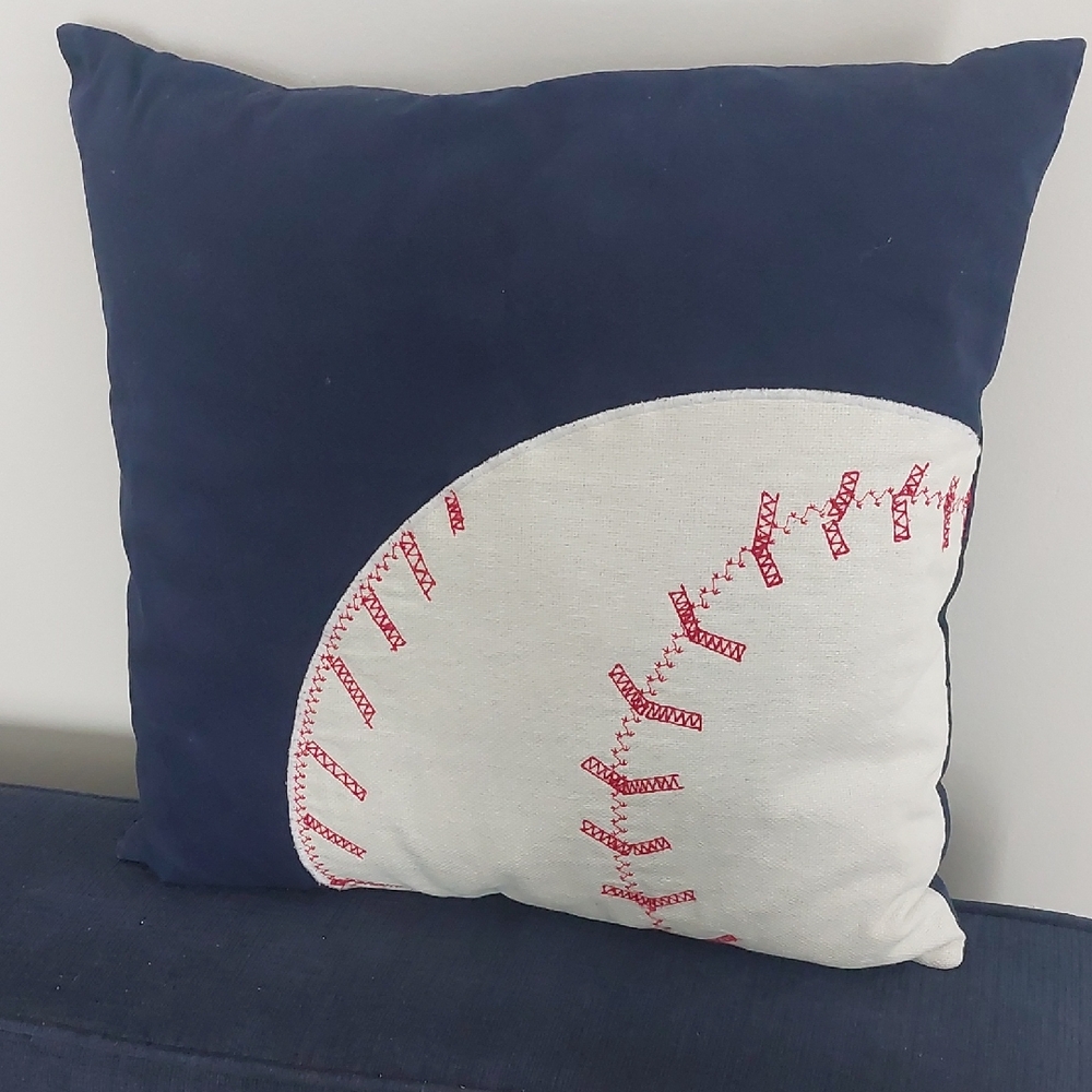 Pottery Barn Kids Navy and White Baseball Pillow